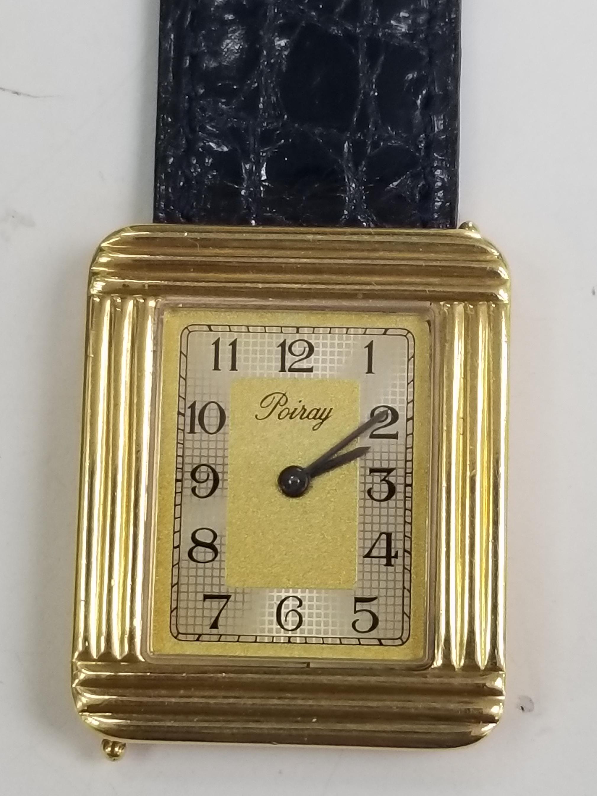 Poiray of France 18k yellow gold watch, recently serviced and a new movement was put in.  It has a unique hidden clasp and many bands or bracelets could be added.