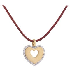 Poiray Paris Diamond and Gold Heart Pendant on Leather Cord