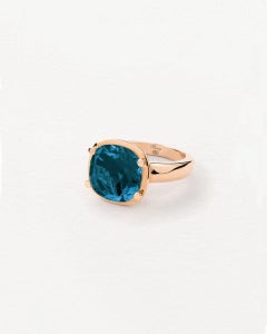 Poiray, bague remplie d'or rose topaze Anitk de Londres
