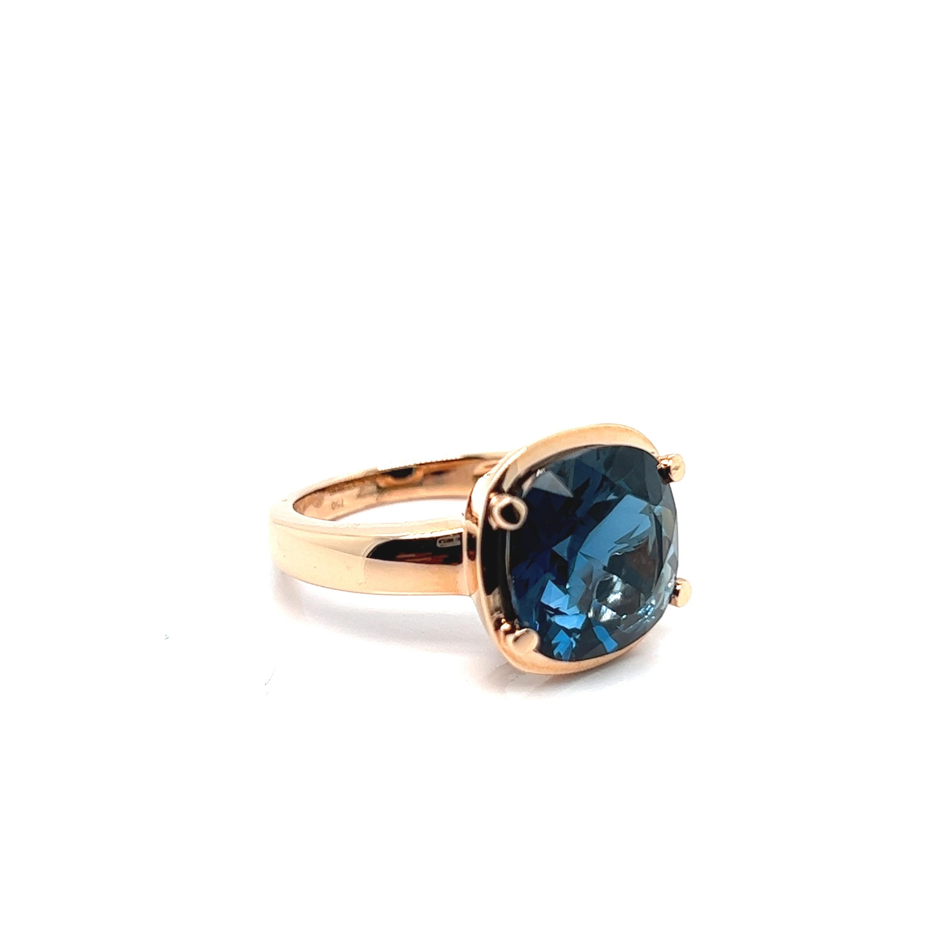 Modern Poiray, Ring Filles Anitk Topaze Blue London Rose Gold For Sale