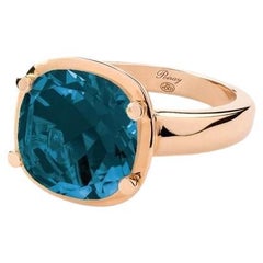 Poiray, Ring Filles Anitk Topaze Blue London Rose Gold