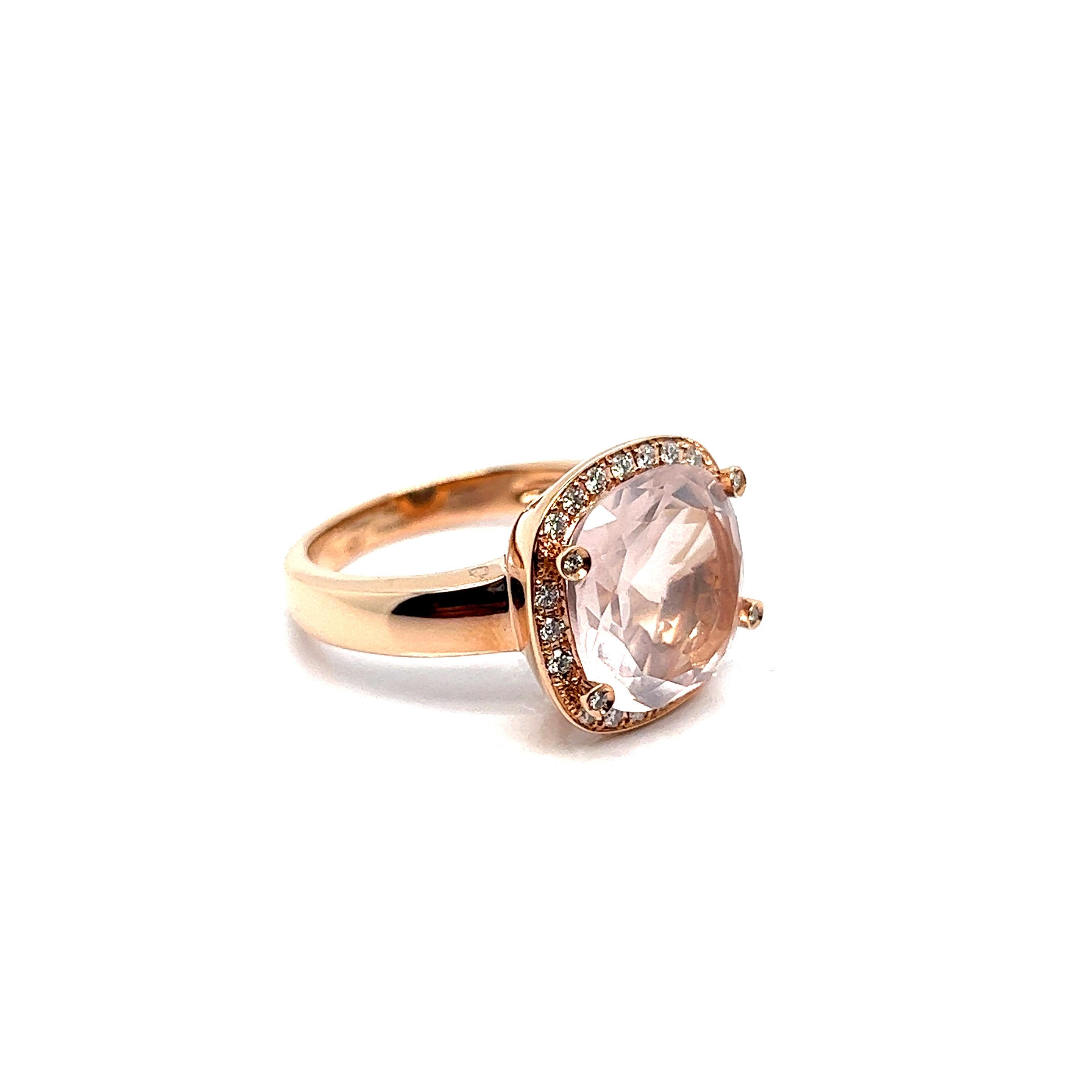 Poiray, Ring gefüllt Antik-Quarz-Diamanten in Rosa Gold im Zustand „Neu“ im Angebot in Vannes, FR