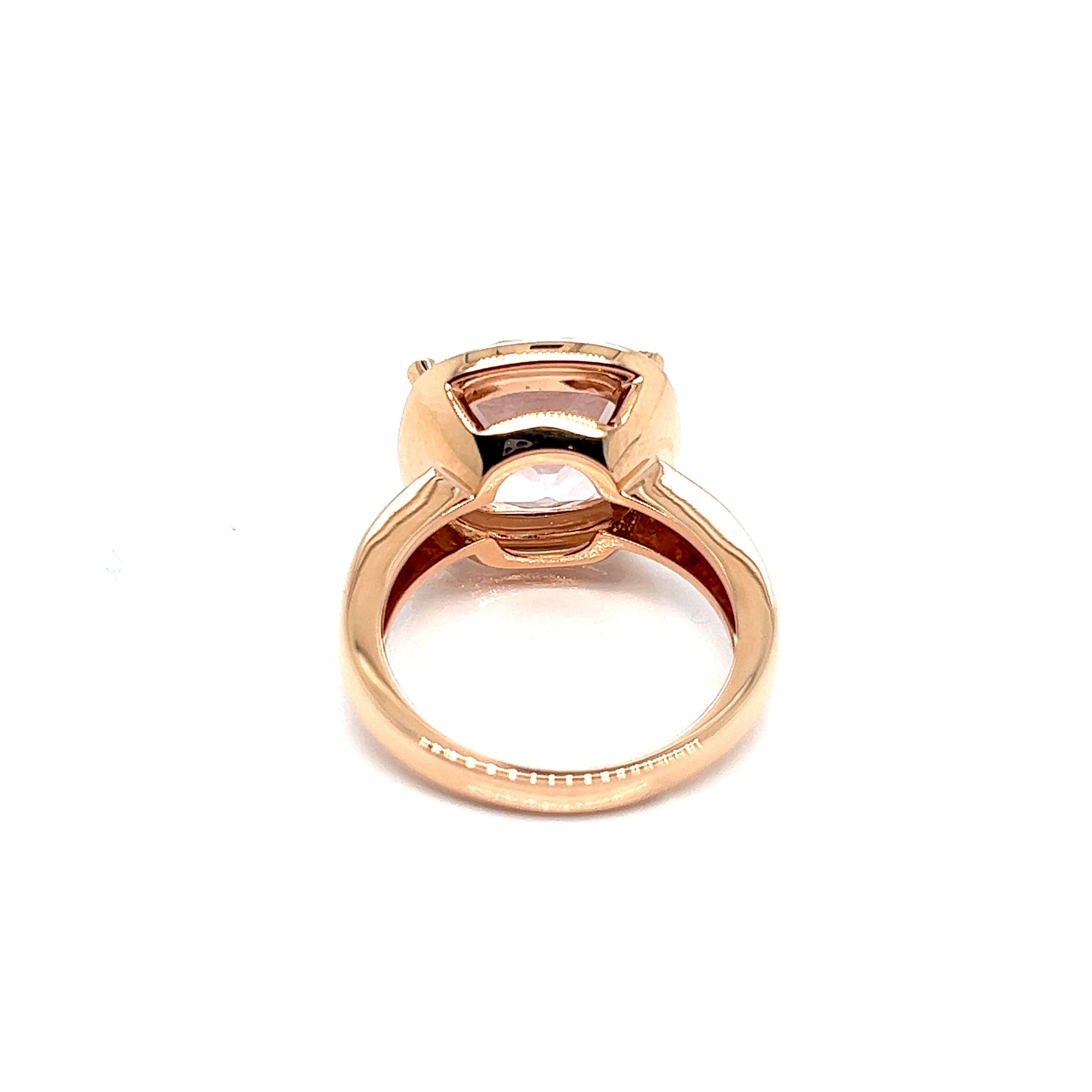 Modern Poiray, Ring Filles Antik Quartz Diamonds Pink Gold For Sale