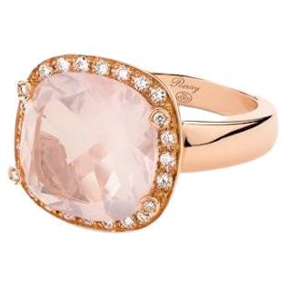 Poiray, Ring Filles Antik Quartz Diamonds Pink Gold For Sale