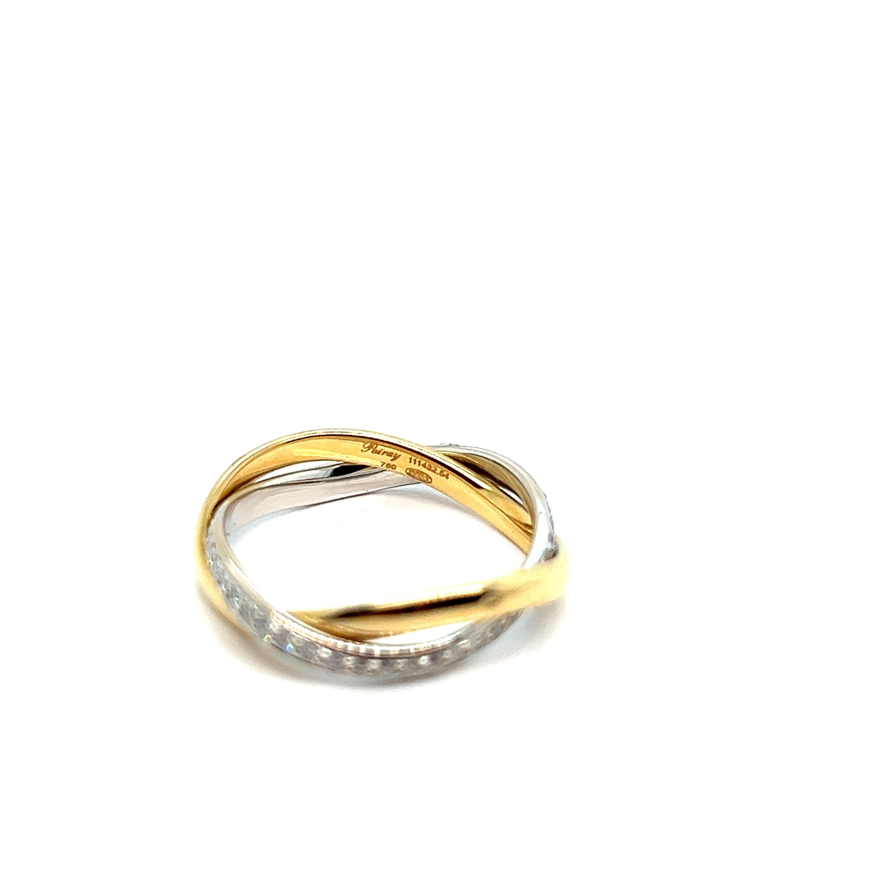 Poiray, Ring Tresse Diamond Yellow Gold For Sale 1
