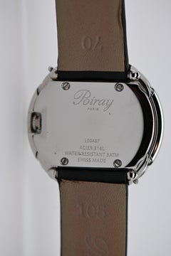 Poiray "Rive Droite" Watch Black Strap Diamond Silver