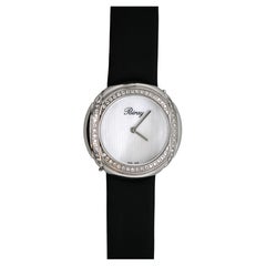  Poiray "Rive Droite" Watch Black Strap Diamond Silver 