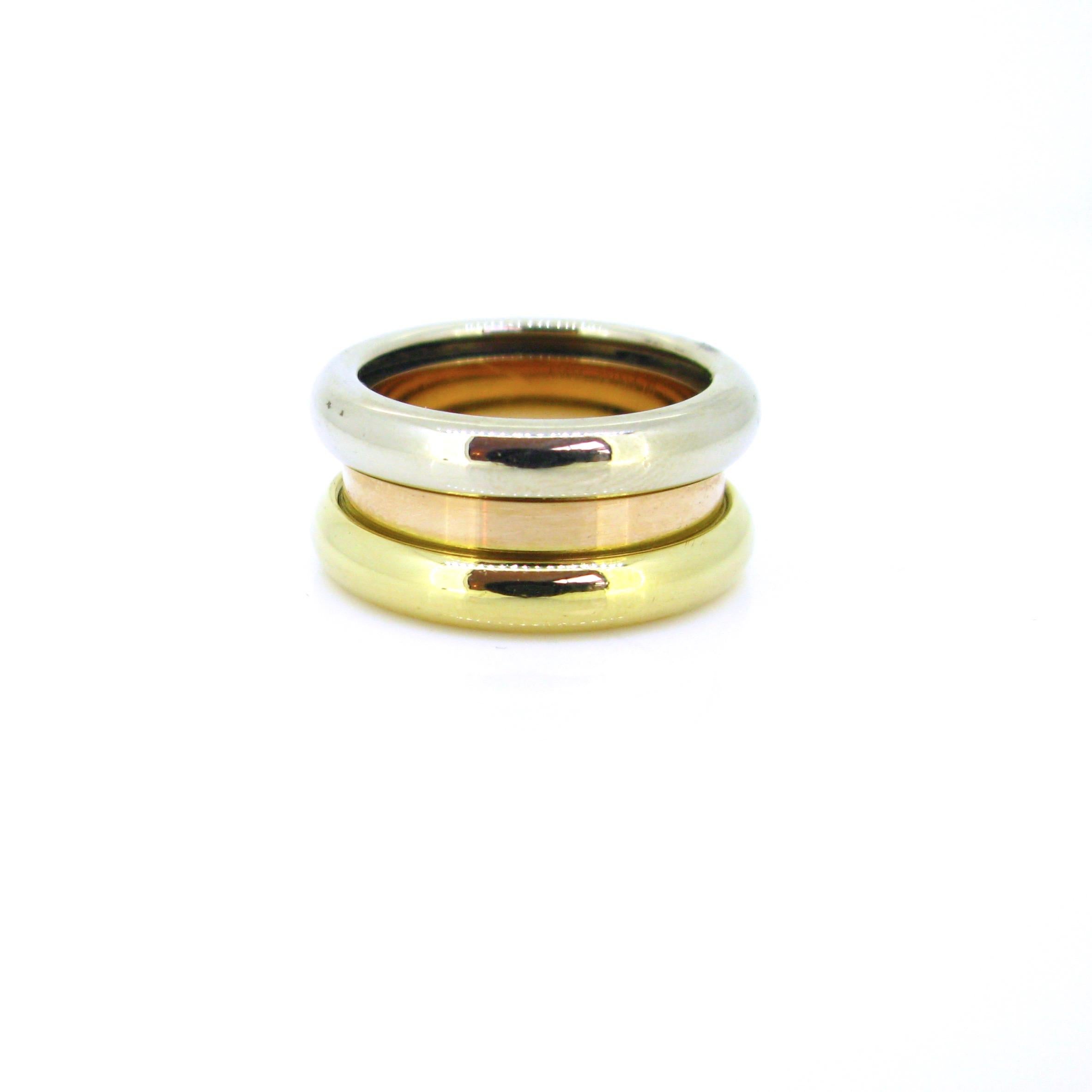 Modern Poiray Three Gold Fashion Large Band Ring For Sale
