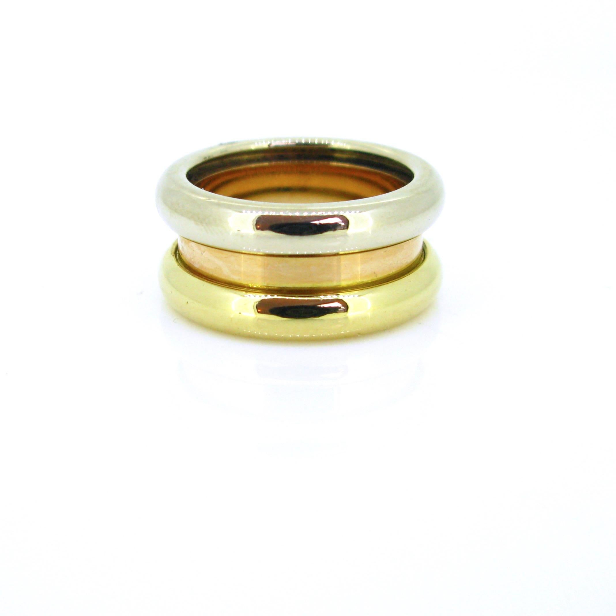 Poiray Three Gold Fashion Large Band Ring In Good Condition For Sale In London, GB