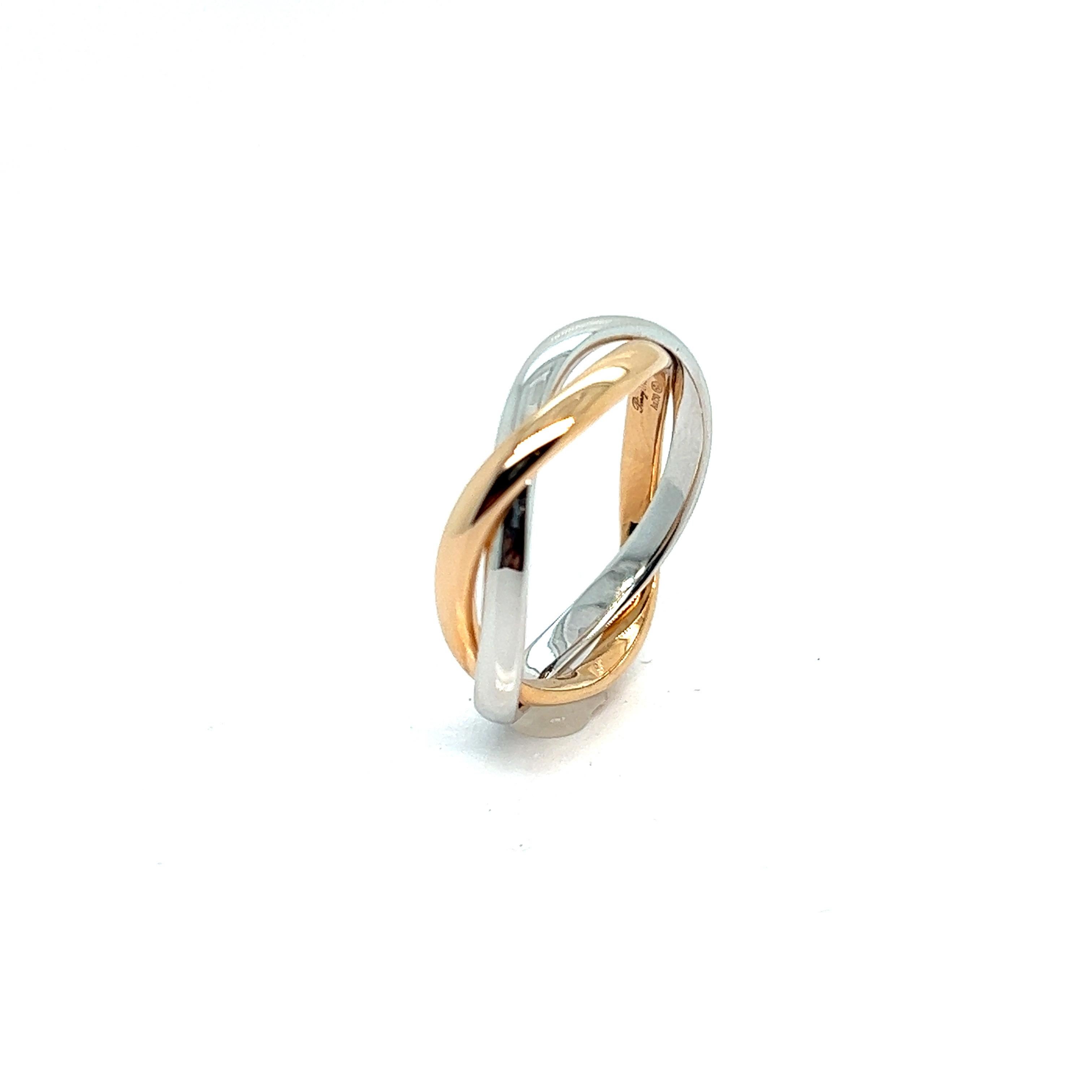 Poiray, Tresse Ring aus Roségold und Weißgold (Moderne) im Angebot