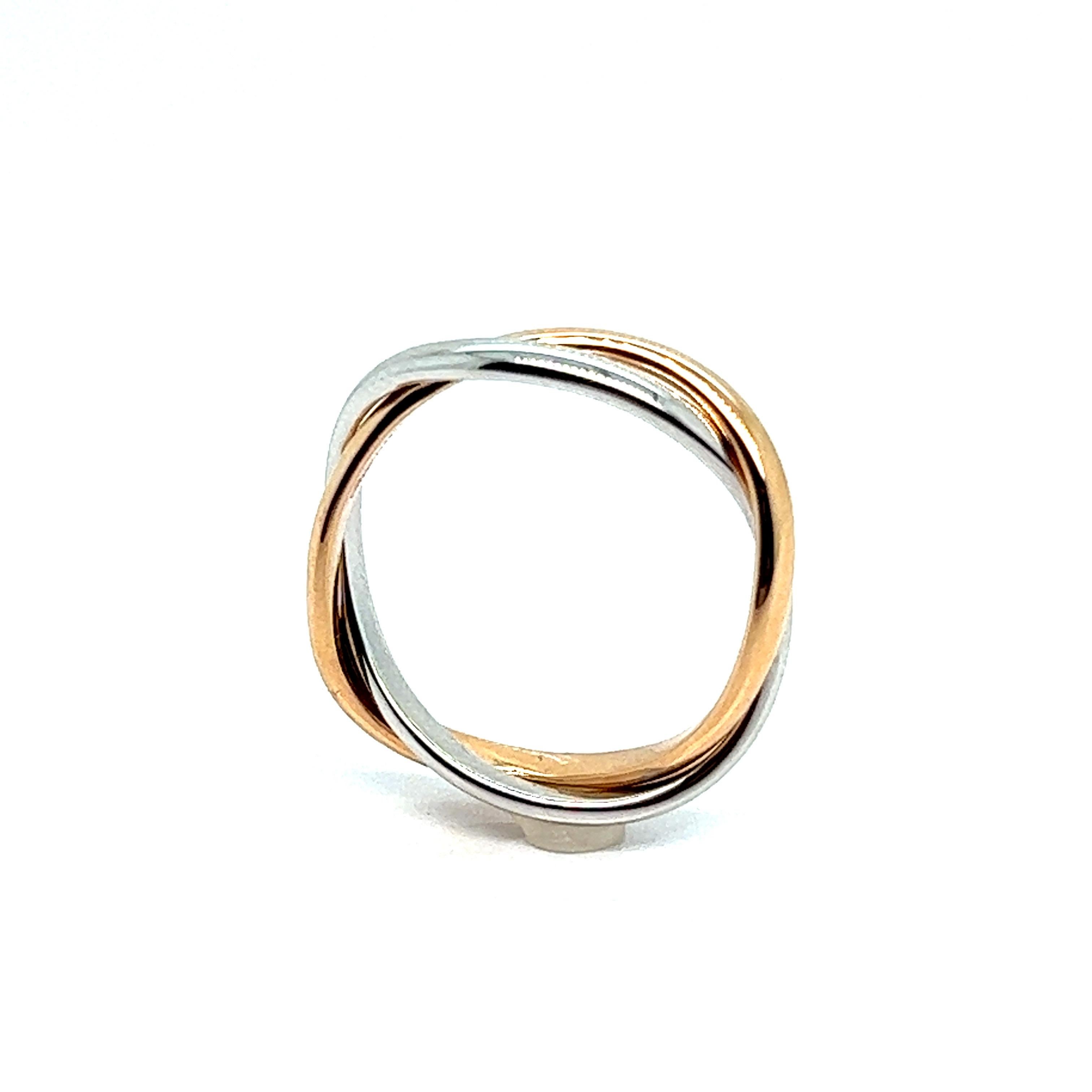 Modern Poiray, Tresse Ring Pink Gold White Gold For Sale
