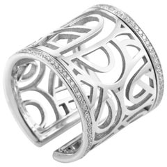 Poiray Wire Heart Framework 18 Karat White Gold and Diamond Band Ring PPD8820