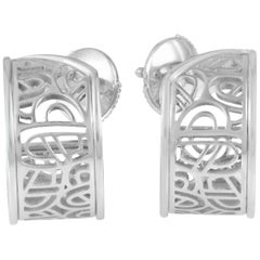 Poiray Wire Heart Framework 18 Karat White Gold Huggie Earrings PPH8810