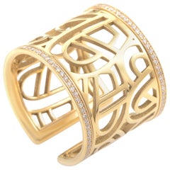 Poiray Wire Heart Framework 18 Karat Yellow Gold and Diamond Band Ring PPD8620