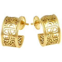 Poiray Wire Heart Framework 18 Karat Yellow Gold Hoop Earrings PPH8610
