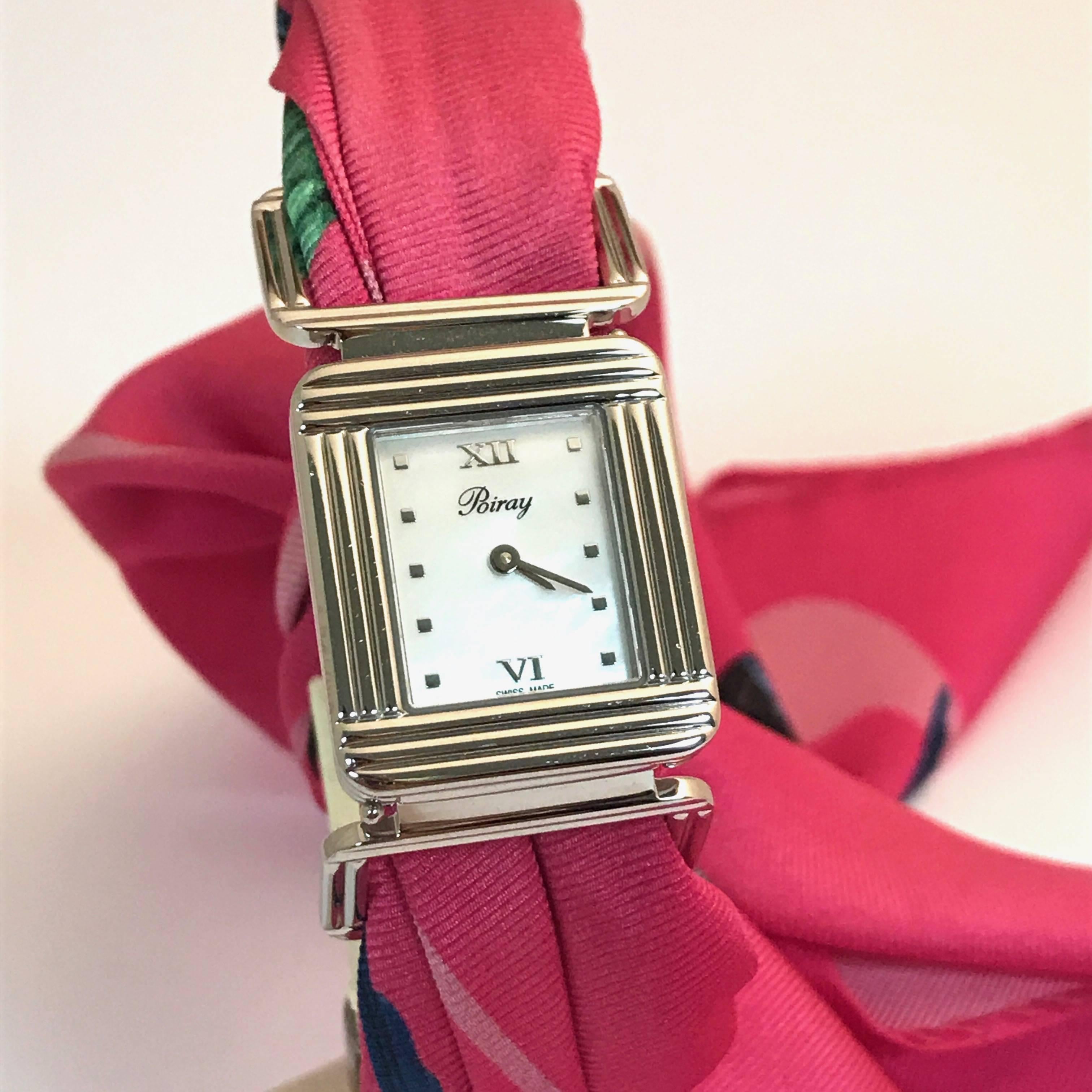 Women's Poiray x Ines de Parcevaux Stainless Steel Limited Edition Silk Scarf Wristwatch For Sale