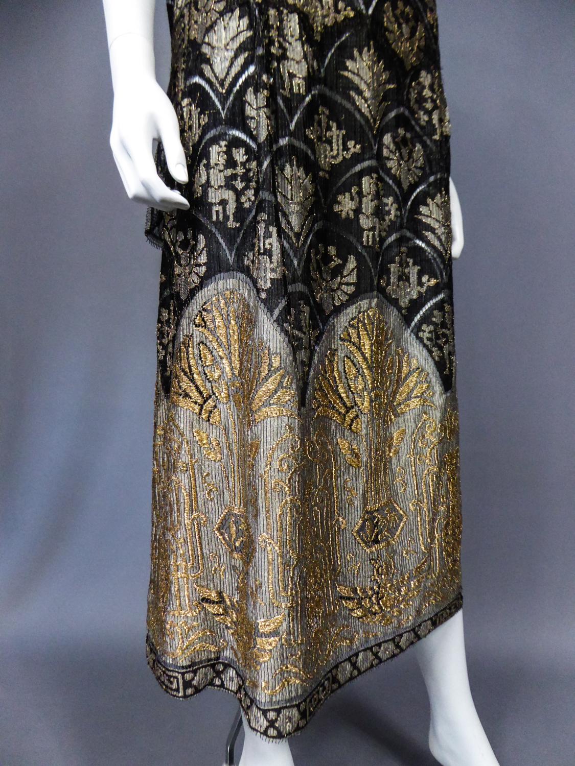 Poiret Style Art Deco Evening Dress in Gold and Silver Lamé Lace Circa 1925 2