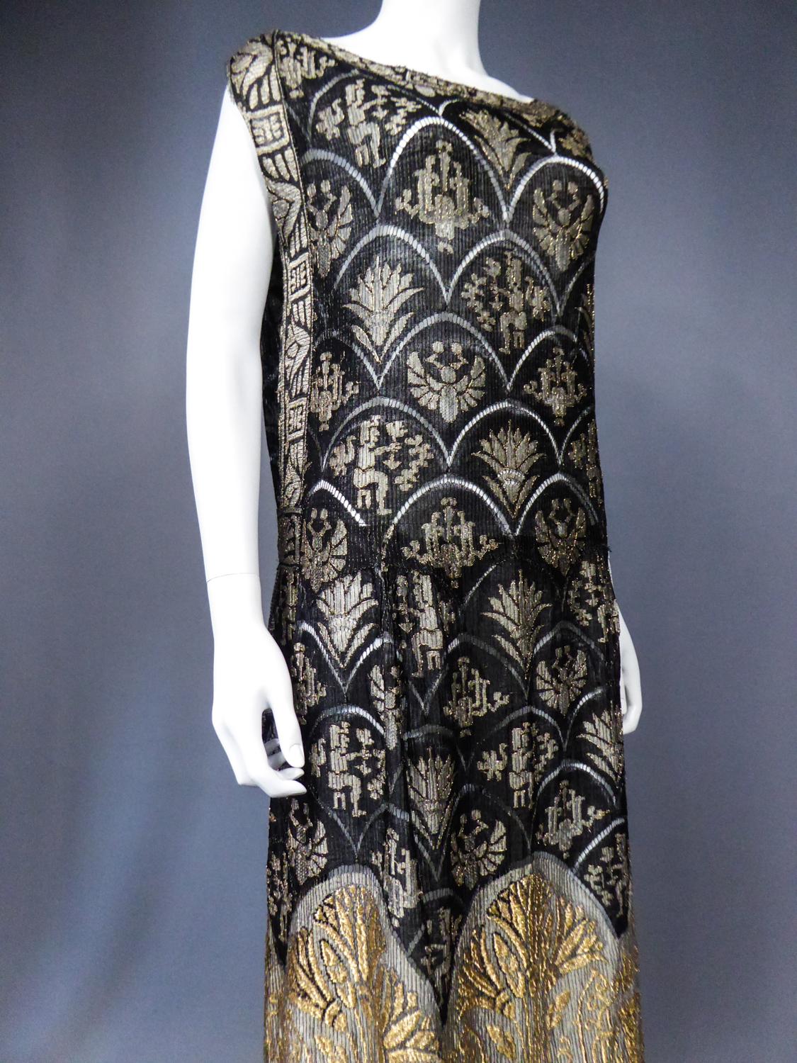 Poiret Style Art Deco Evening Dress in Gold and Silver Lamé Lace Circa 1925 4