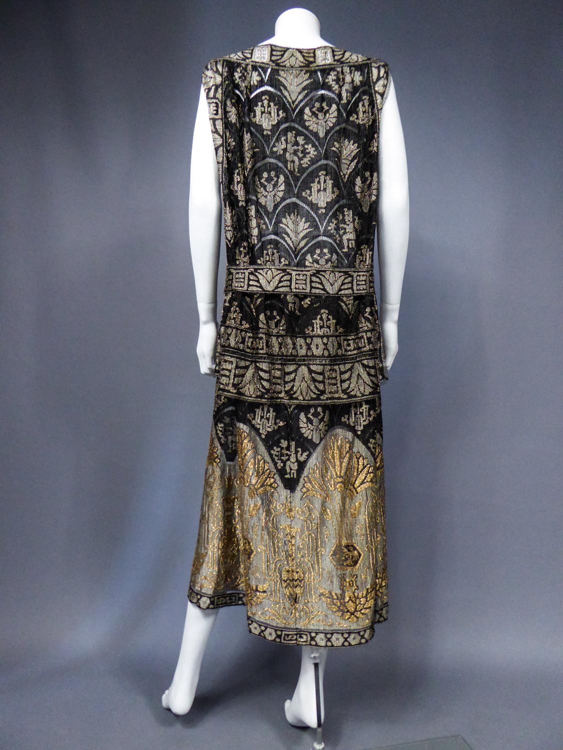 Poiret Style Art Deco Evening Dress in Gold and Silver Lamé Lace Circa 1925 5