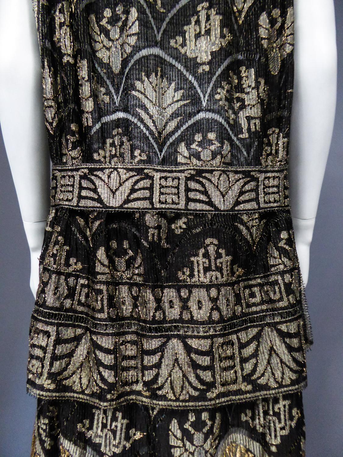 Poiret Style Art Deco Evening Dress in Gold and Silver Lamé Lace Circa 1925 6