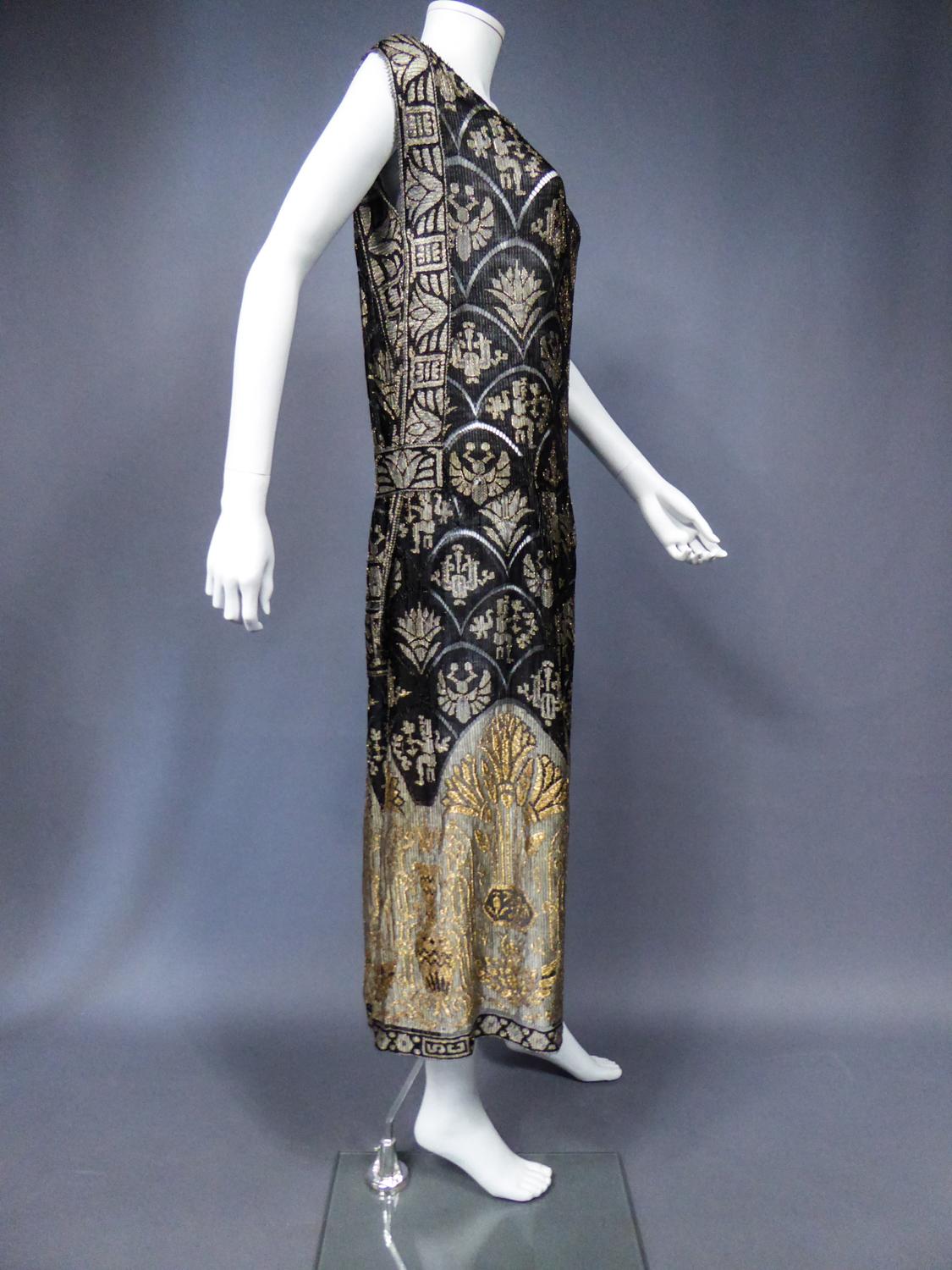 Poiret Style Art Deco Evening Dress in Gold and Silver Lamé Lace Circa 1925 7