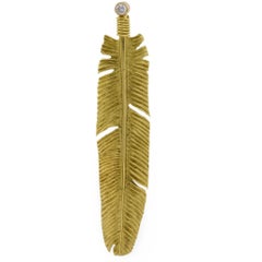 Poirier vintage diamond 18k yellow gold leaf brooch