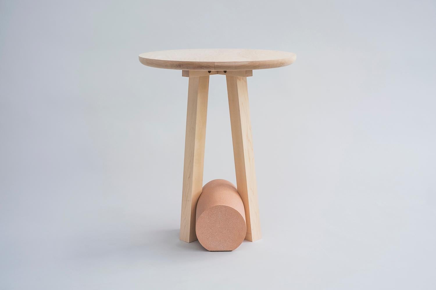 Poise Contemporary Side Table in Solid Ash Hardwood and Concrete 2