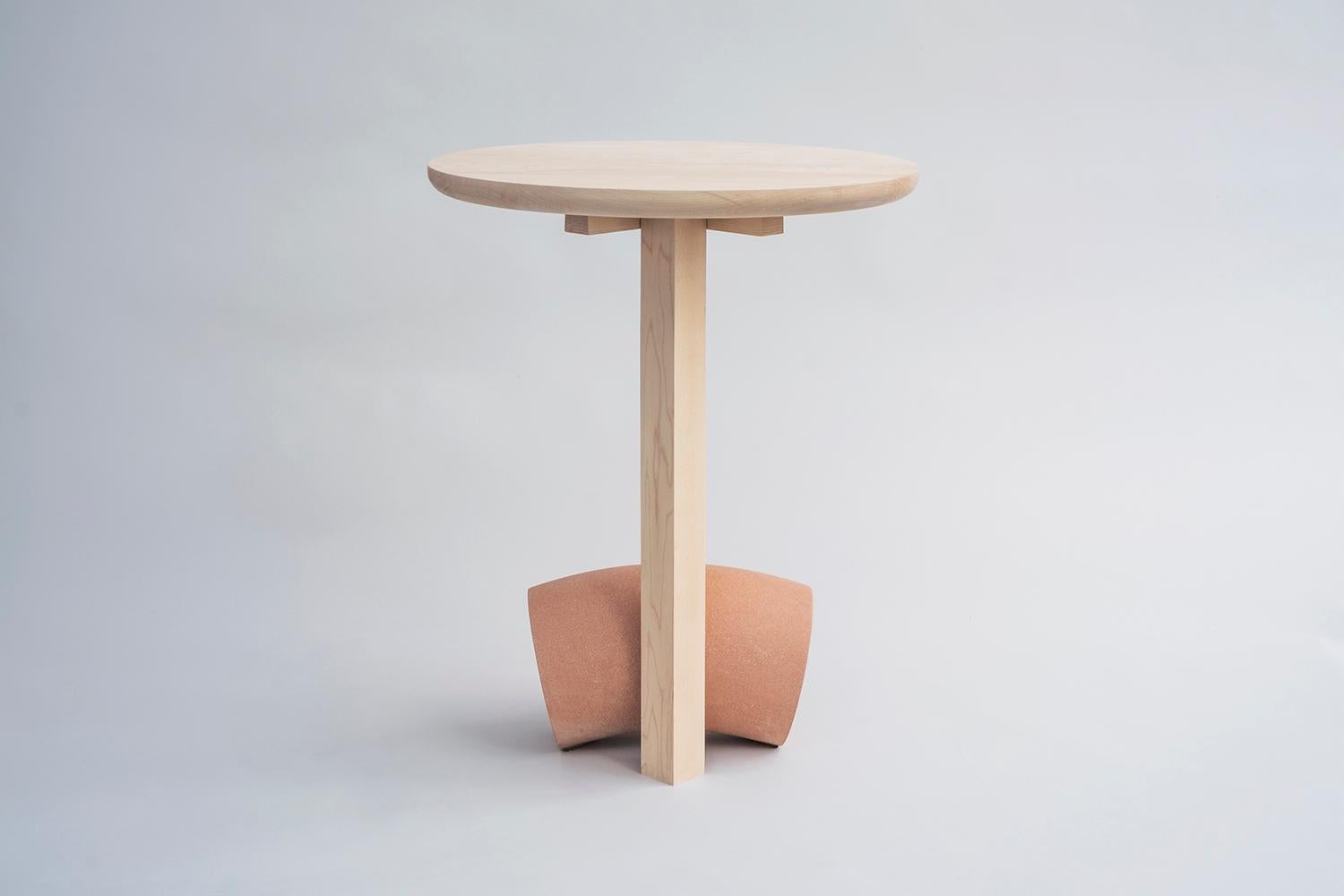 Poise Contemporary Side Table in Solid Ash Hardwood and Concrete 3