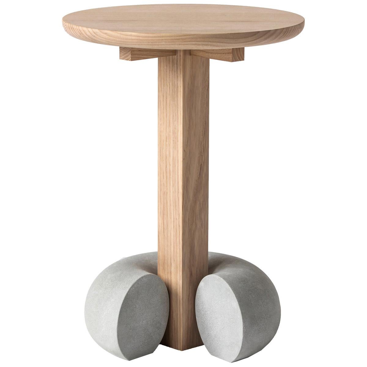 Poise Contemporary Stool Table in Solid Ash Hardwood and Concrete For Sale