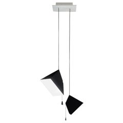 Poise, Double Lighting Pendant in black and white Paper, YMER&MALTA, France 