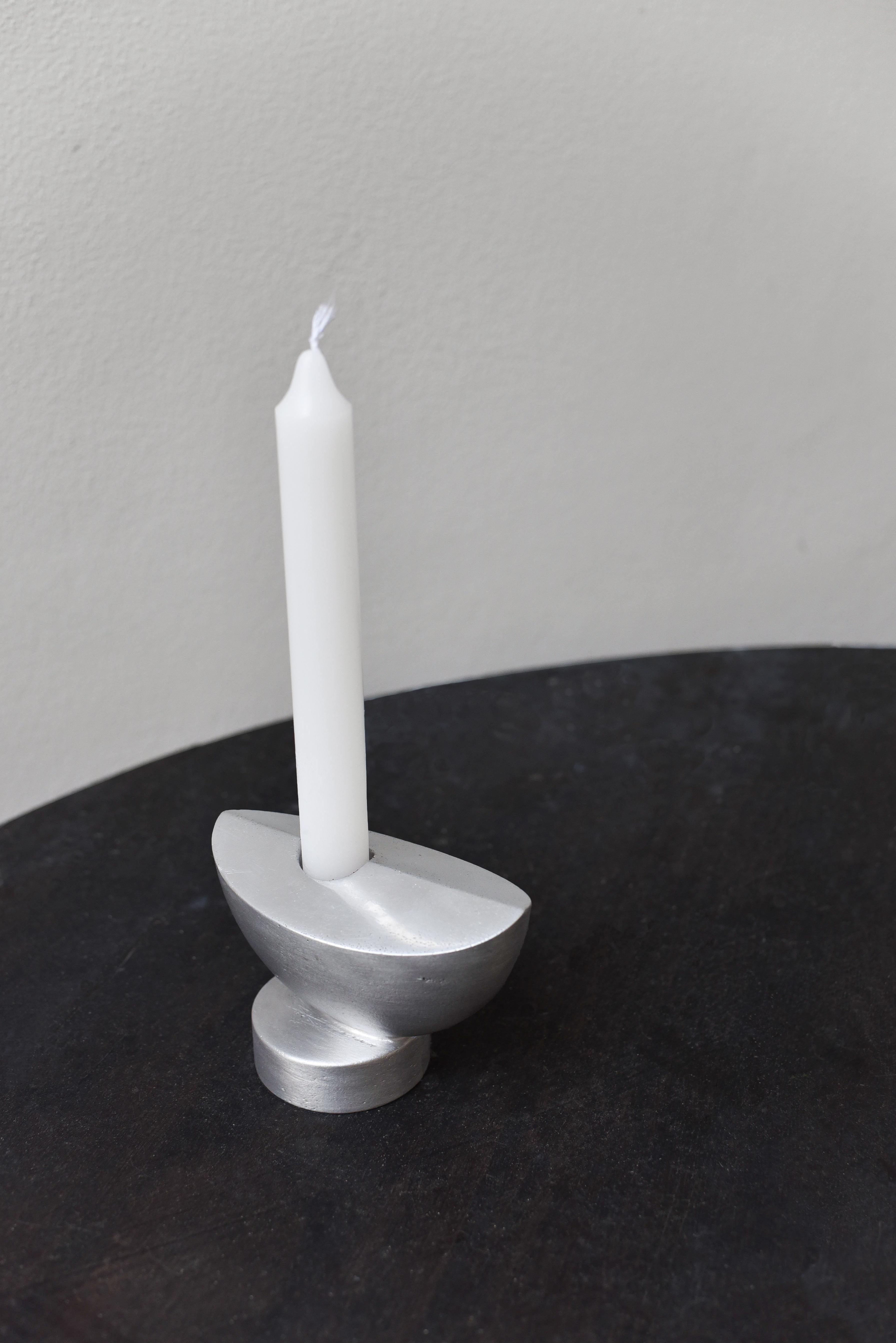 Organic Modern Poise Horizontal Aluminum Candle Holder Handcrafted in Portugal by Origin Made For Sale