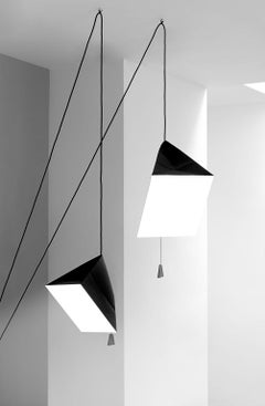 Poise, Lighting Pendant in black and white Paper and Lead, L, YMER&MALTA, France