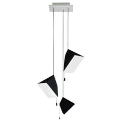 Poise, Triple Lighting Pendant in black and white Paper, YMER&MALTA, France 