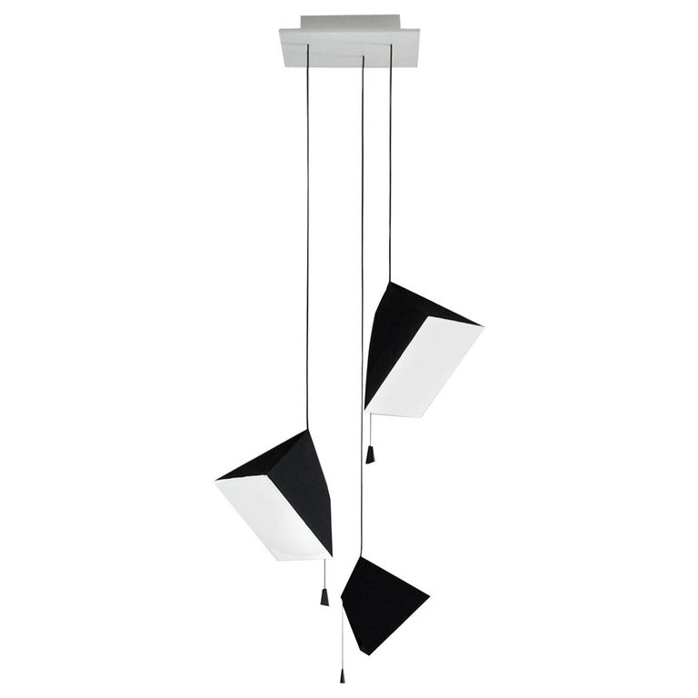 Poise, Triple Light Installation in Paper, Lead and Wood, YMER&MALTA, France  For Sale