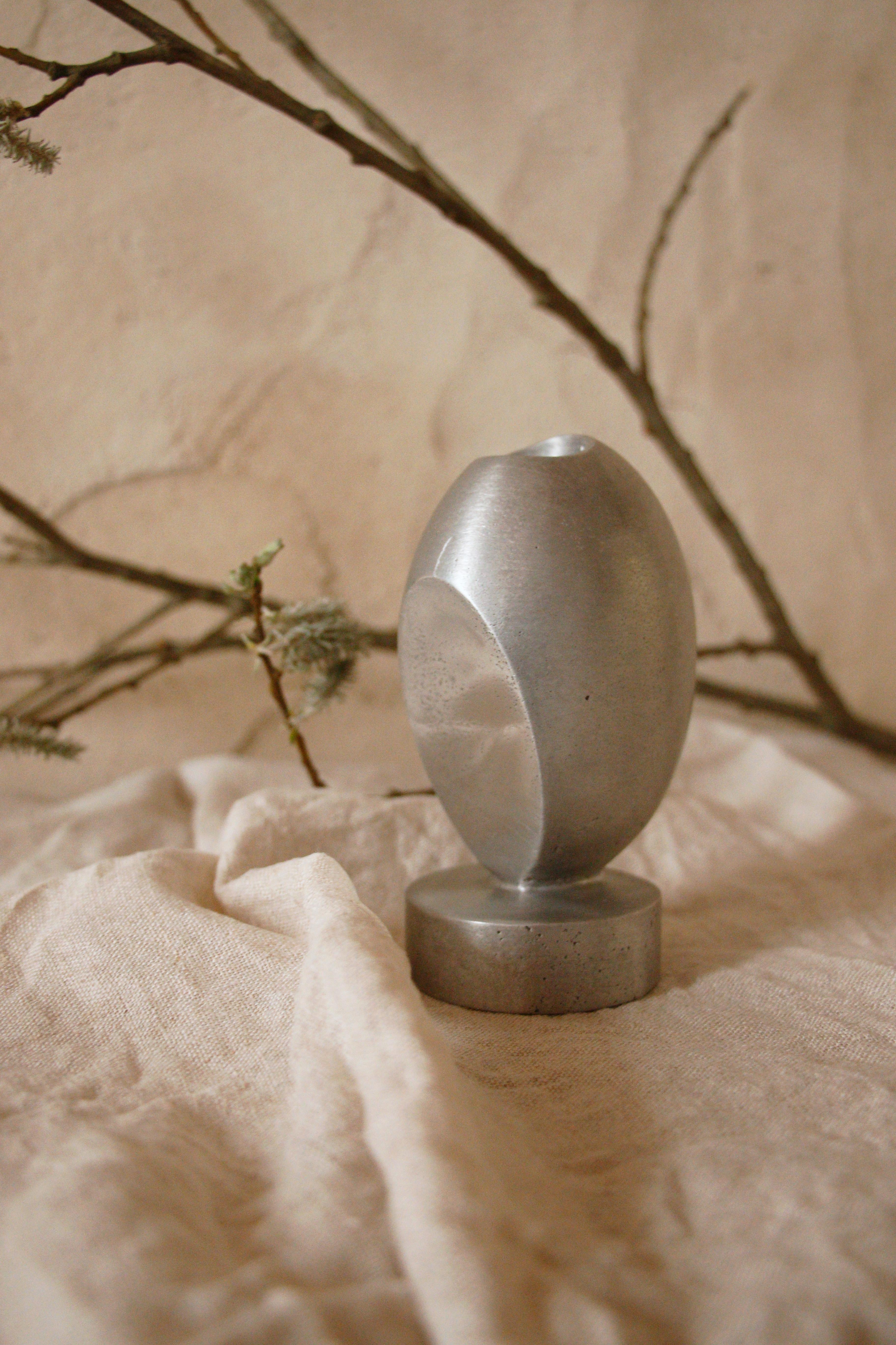 Hand-Crafted Poise Vertical Aluminum Candle Holder Handcrafted in Portugal by Origin Made For Sale