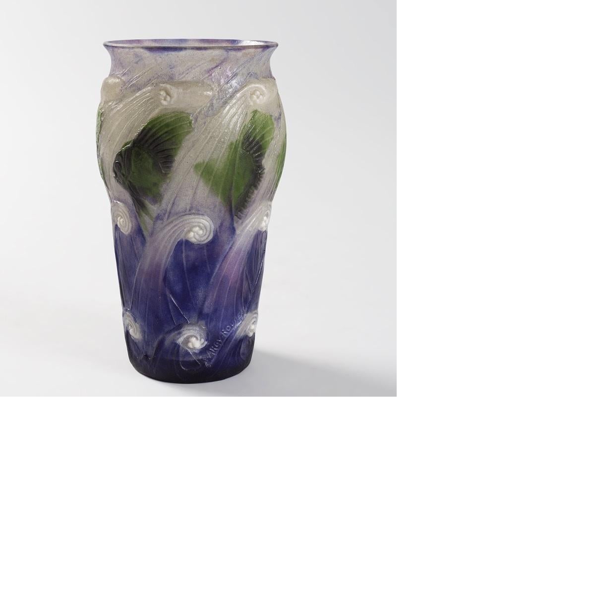 This pâte de verre glass vase, entitled 