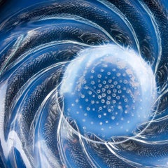 René Lalique "Poissons No.1" Blue Opalescent Frosted Glass Bowl Circa 1930