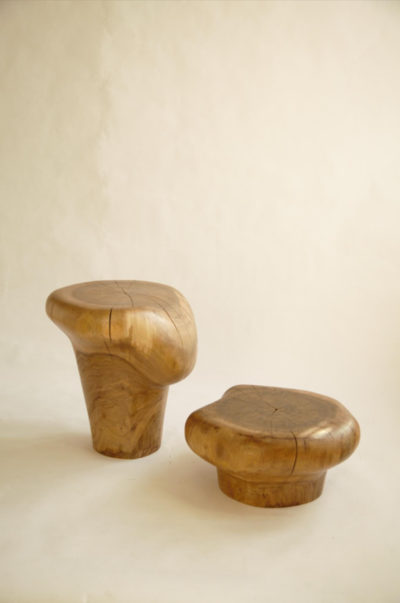 Pok stool 5 by Antoine Maurice
Dimensions: D 30 x H 30 cm
Materials: Walnut

Born in 1992, Antoine Maurice lives and works in Yvelines.
He trained in drawing at an art school and then in woodworking at the furniture school in Paris, La Bonne