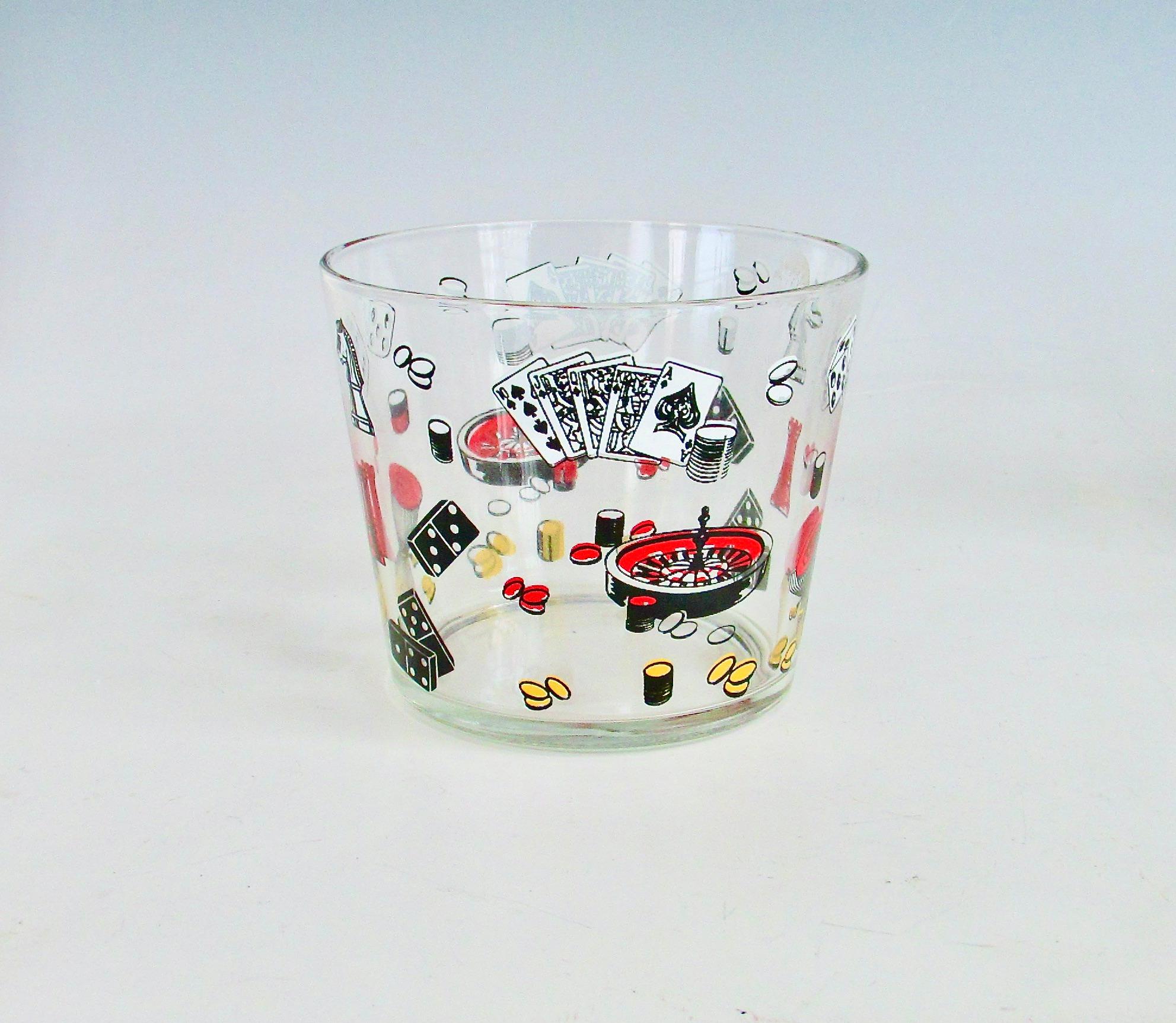 Bicchieri da cocktail a tema poker roulette craps Las Vegas Gaming con secchiello per il ghiaccio in vendita 4