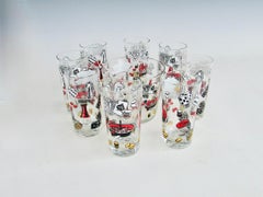 Poker roulette craps Las Vegas Gaming themed cocktail glasses with ice bucket
