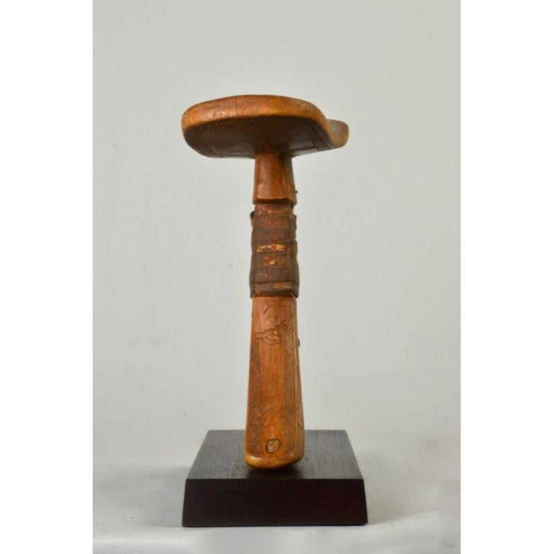 Tribal Pokot Headrest with Incised Legs in Wood For Sale
