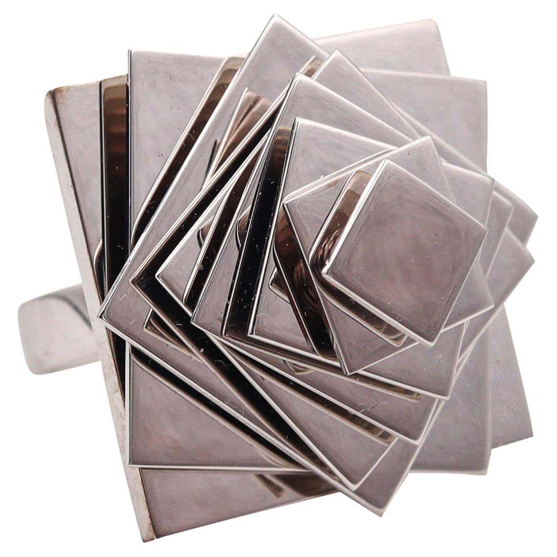 Pol Bury Belgium 1968 2002 Rare Sculptural Kinetic Platforms Ring In ...