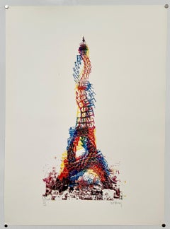 Architecture Kinetic Eiffel Tower Op Art Screenprint Lithograph Pol Bury  Ltd Ed