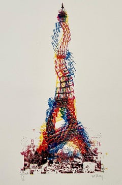 Architecture tour Eiffel Op Art sérigraphie Pol Bury  Ltd Ed