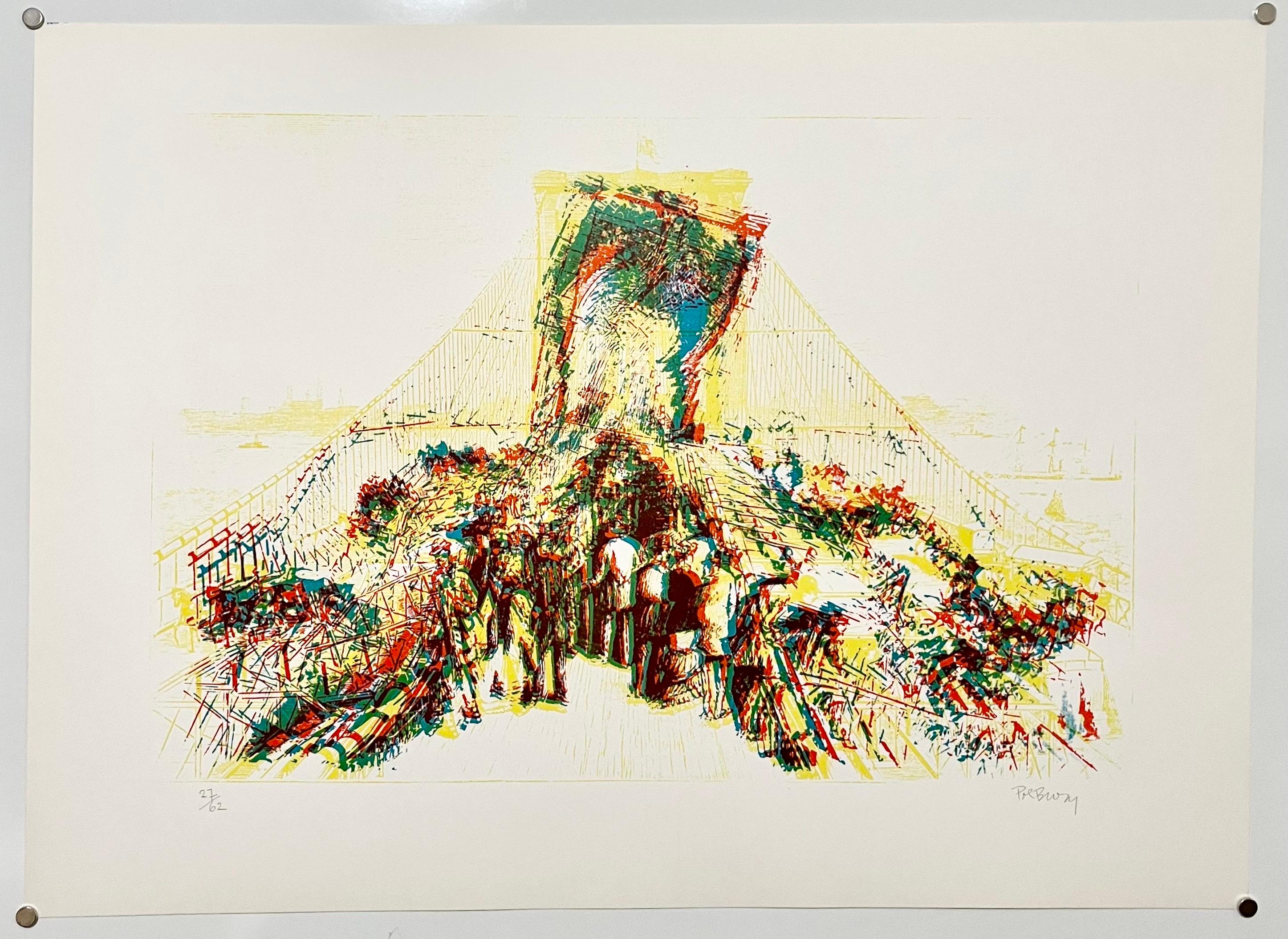 Architettura Cinetica New York Brooklyn Bridge Op Art Litografia Pol Bury Ltd Ed in vendita 1