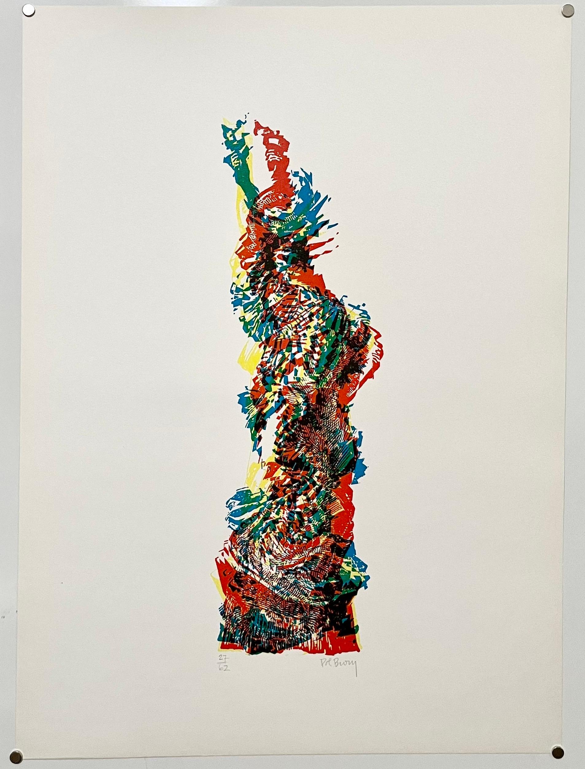 Architettura Cinetica Statua della Libertà Op Art Serigrafia Litografia Pol Bury in vendita 1