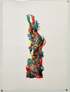 Architecture Kinetic Statue of Liberty Op Art Screen Print Lithograph Pol Bury