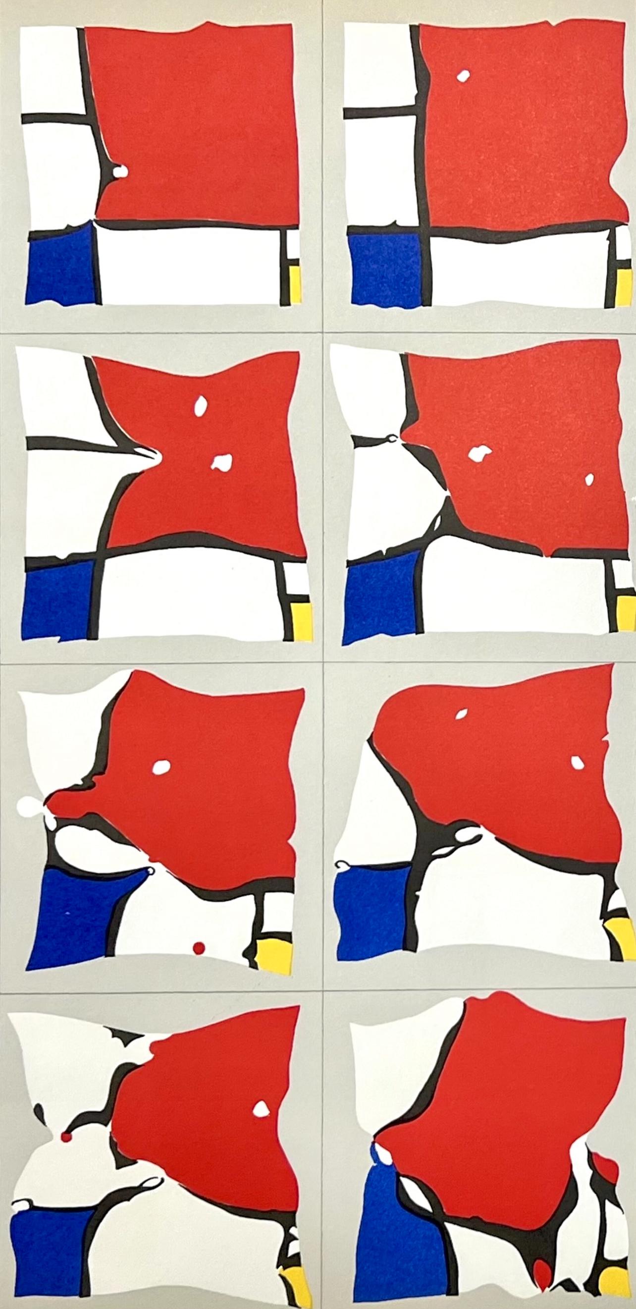 Ramollissement de Mondrian, Derrière le miroir - Abstract Print Beige de Pol Bury