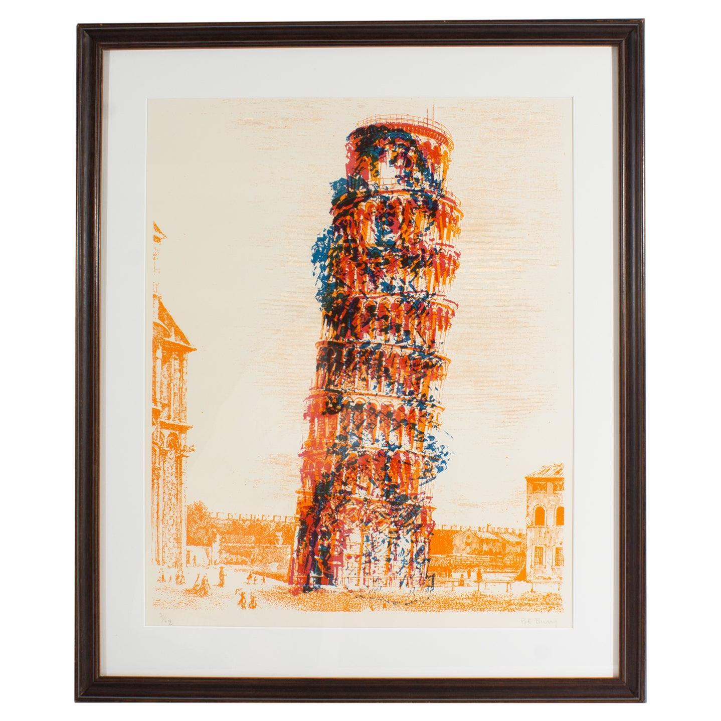 Pol Bury Signed 1966 “Cinetization X” Serigraph of the Leaning Tower of Pisa
