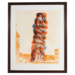 Pol Bury Signed 1966 “Cinetization X” Serigraph of the Leaning Tower of Pisa